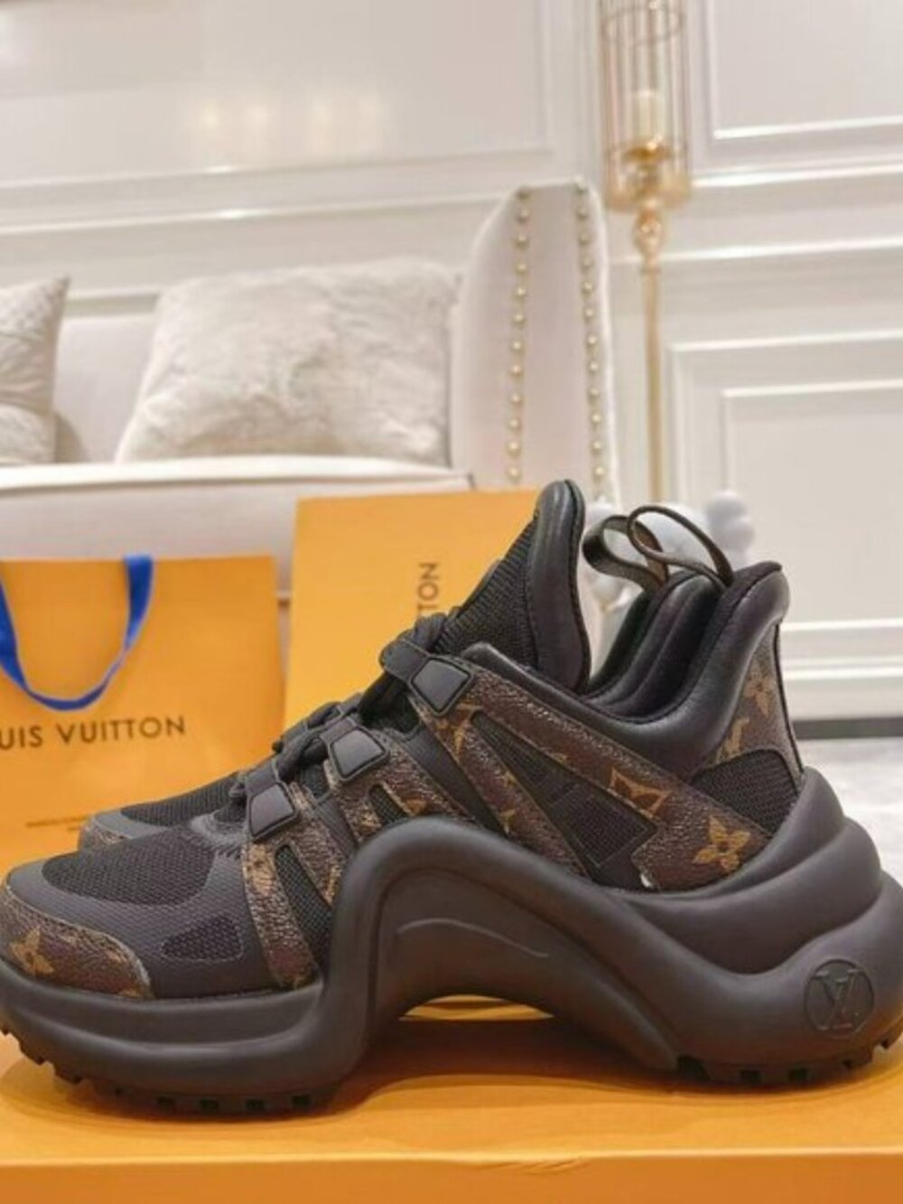 Louis Vuitton Monogram Black and Brown Sneakers - Picture 2 of 6